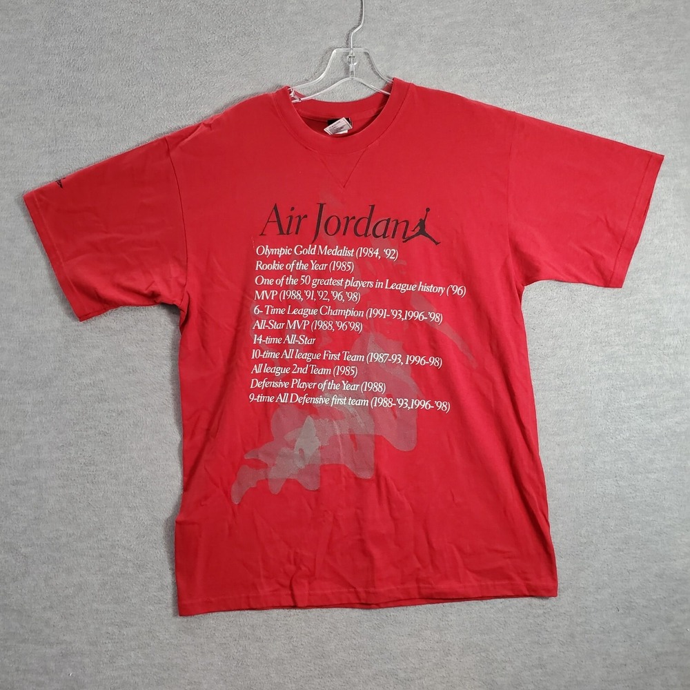 VINTAGE‎ Air Jordan Men Shirt Medium Red Michael Jordan Career Highlights Tee